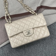 Chanel Classic Flap bag CF 1113A 23cm Classic Flap, Light Beige Apricot Lambskin with Light Gold Hardware 2025 new 