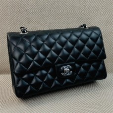 Chanel Classic Flap bag CF 1112A Black Lambskin with Silver Hardware 2025 new 