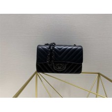 Chanel Classic Flap bag CF Mini 20cm V-Quilted Original Water-Dyed Lambskin, Black 2025 new 