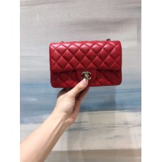 Chanel Classic Flap bag CF Original Water-Dyed Lambskin, Mini 20cm, Bright Red with Silver Hardware 2025 new 
