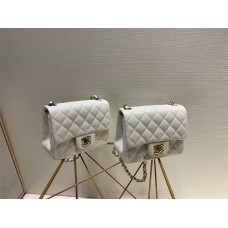 Chanel Classic Flap bag CF Original Grain Caviar Leather, Square Chunky 17cm Pearl White with Silver Hardware 2025 new 