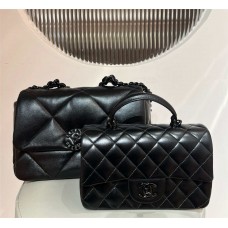 Chanel Classic Flap bag CF Classic Flap Mini Top Handle and 19 Bag, So Black 2025 new 