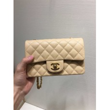 Chanel Classic Flap bag CF Original Saffiano Leather, Mini 20cm Classic Beige Apricot with Gold Hardware 2025 new 