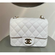 Chanel Classic Flap bag CF 17cm cf pearl white little caviar leather lghw 2025 new 