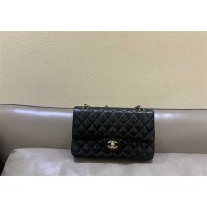 Chanel Classic Flap bag CF CF 25.5cm Original Water-Dyed Lambskin, Black with Light Gold Hardware 2025 new 