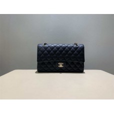 Chanel Classic Flap bag CF 25.5cm Original Grain Caviar Leather, Grain Texture with Light Gold Hardware and Black Interior 2025 new 