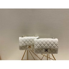 Chanel Classic Flap bag CF Original Grain Caviar Leather, Mini 20cm Pearl White with Light Gold and Silver Hardware 2025 new 