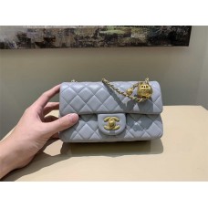 Chanel Classic Flap bag CF Gold Beads, Square Chunky in Grey 2025 new 