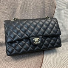 Chanel Classic Flap bag CF 1112A 25cm Classic Flap, Black with Small Bead Detail and Light Gold Hardware 2025 new 