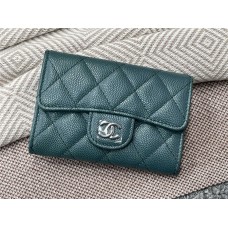 Chanel wallet card holder green little caviar leather  silver 2025 new 