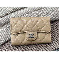 Chanel wallet card holder  flap cardholder beige caviar silver  2025 new 