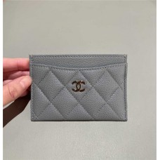 Chanel wallet card holder  grey small caviar leather  2025 new 