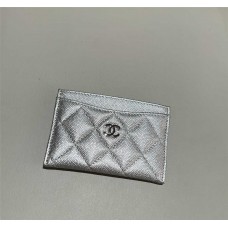 Chanel wallet card holder silver small caviar leather 2025 new 