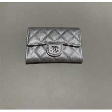 Chanel wallet card holder classic flap cardholder silver small caviar leather 2025 new 