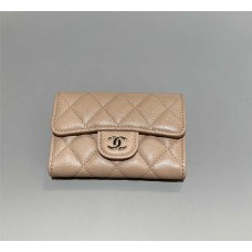 Chanel wallet card holder dark beige small caviar lghw  2025 new 