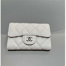 Chanel wallet card holder  grey/white small caviar lghw 2025 new 