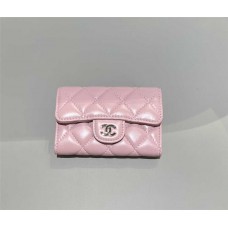 Chanel wallet card holder pink lamskin lghw  2025 new 
