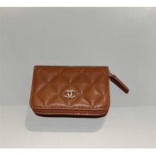 Chanel wallet card holder zipper cardholder grey small caviar  2025 new 