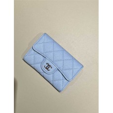 Chanel wallet card holder  light blue small caviar shw  2025 new 