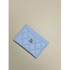 Chanel wallet card holder  light blue small caviar shw 2025 new 