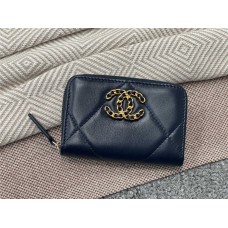 Chanel wallet card holder  19 zipper cardholder navy gold 2025 new 