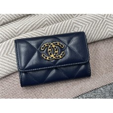 Chanel wallet card holder 19 flap cardholder navy gold 2025 new 