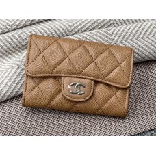 Chanel wallet card holder flap cardholder camel little caviar leather light 2025 new 
