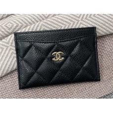 Chanel wallet card holder cardholder black caviar leather  gold  2025 new 