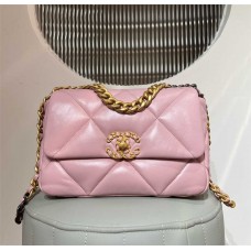 Chanel 19 Bag pink ghw Original Premium Lambskin, Small Size 16x26x9cm, White with Aged Gold Hardware 2025 new 