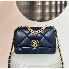Chanel 19 Bag blue ghw Original Premium Lambskin, Small Size 16x26x9cm, Royal Blue with Aged Gold Hardware 2025 new 