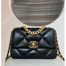 Chanel 19 Bag black ghw Original Premium Lambskin, Small Size 16x26x9cm, Black with Aged Gold Hardware 2025 new 