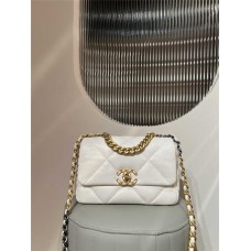 Chanel 19 Bag 26cm White with Aged Gold Hardware 2025 new 