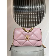 Chanel 19 Bag pink ghw Original Premium Lambskin, Small Size 16x26x9cm, pink with Aged Gold Hardware 2025 new 