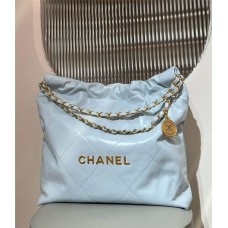 Chanel 22 bag medium 39cm light grey/blue ghw 2025 new 