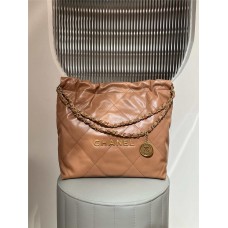 Chanel 22 bag small 35cm camel ghw  2025 new 