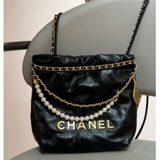 Chanel 22 bag  mini pearl version black 20cm 2025 new 