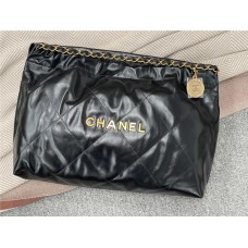 Chanel 22 bag AS3261 22bag 39cm Black Glossy Calfskin with Dark Gunmetal Hardware 2025 new 