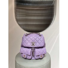 Chanel backpack  23p medium purple Grained Shiny Calfskin Backpack  21x22x12cm  2025 new 