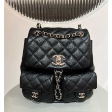 Chanel backpack  23p medium black Grained Shiny Calfskin Backpack  21x22x12cm 2025 new 