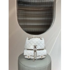 Chanel backpack  23p medium white  Grained Shiny Calfskin Backpack  21x22x12cm  2025 new 