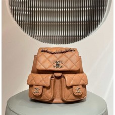 Chanel backpack  23p small camel Grained Shiny Calfskin Backpack 18x19x9.5cm 2025 new 