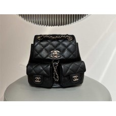 Chanel backpack  23p small backpack black grained shiny calfskin 18x19x9.5cm 2025 new 