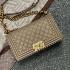 Chanel Leboy 25cm medium boy dark beige caviar ghw 2025 new 