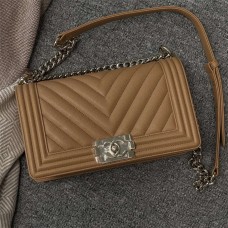 Chanel Leboy 25cm medium boy camel caviar chevron  2025 new 