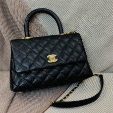 Chanel Coco handle bag  24cm coco black caviar age gold 2025 new 