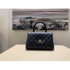 Chanel Coco handle bag 24cm coco black caviar light gold hardware  2025 new 