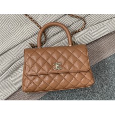 Chanel Coco handle bag small 23cm coco camel little-caviar leather  light gold  2025 new 