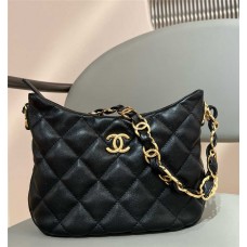 Chanel Hobo  bag black lamskin 17.5x24x6cm 2025 new 