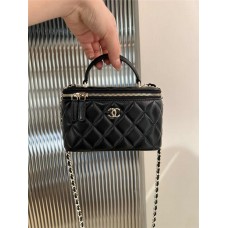 Chanel Vanity Case  22p handle vanity bag medium black lamskin lghw 9.5x18x9cm 2025 new 