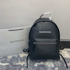 Balenciaga All-leather large backpack, imported full-grain calfskin with white embossed logo. 395B black 2025 new 